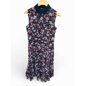 Simply Vera Vera Wang Women’s Small Purple Chiffon Dress Black Collar Sleeveless